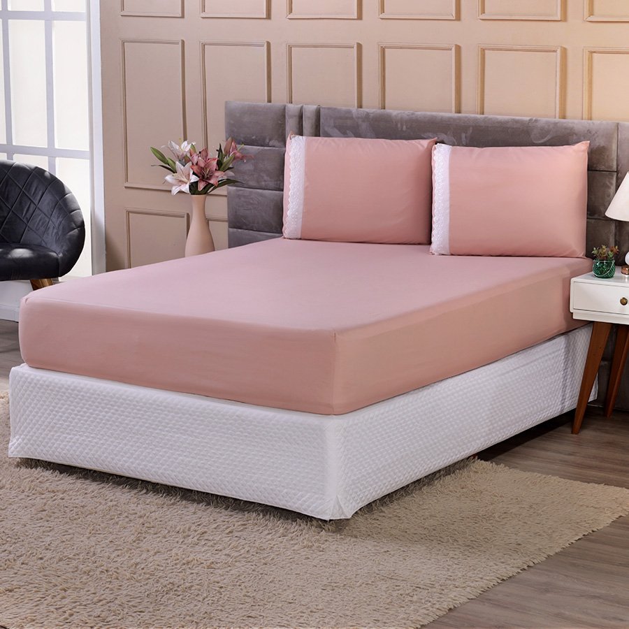 Jogo de Lençol Casal 3 Peças 180 Fios - Percal