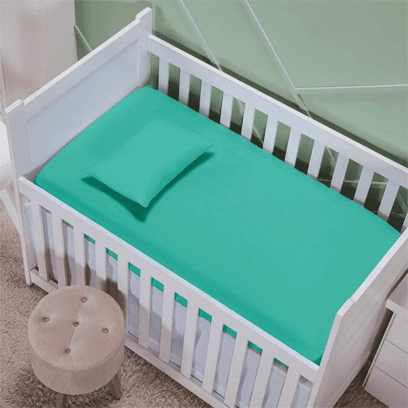 Jogo de Lençol de Berço 100% Algodão 180 Fios Rosa Cotton