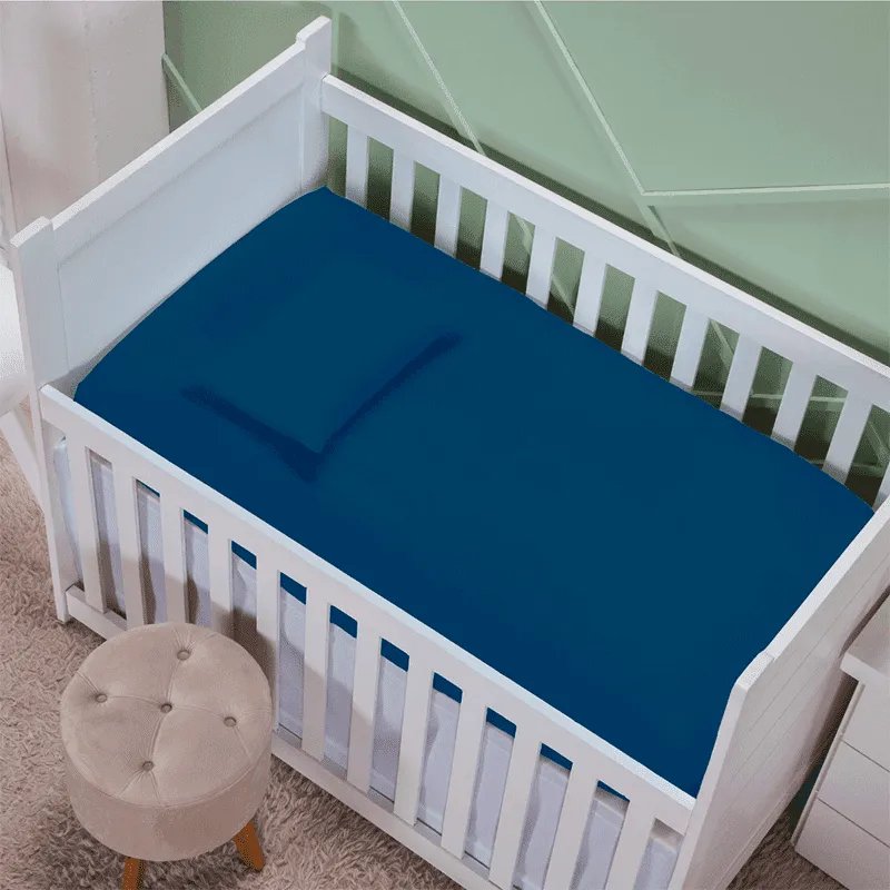 Jogo de Lençol de Berço 100% Algodão 180 Fios Rosa Cotton