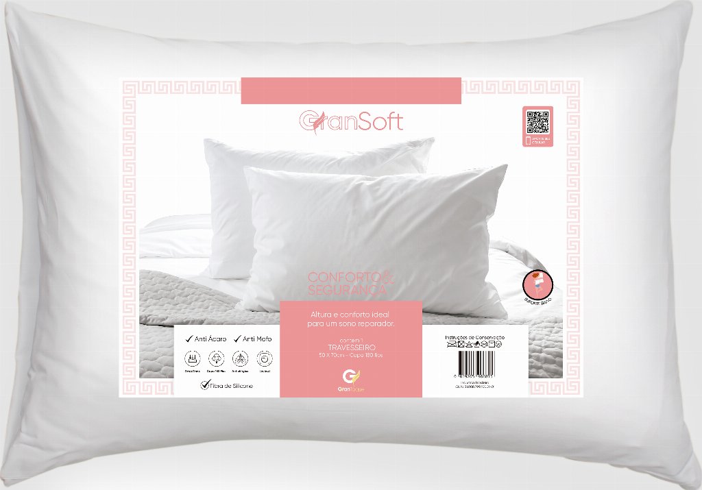 Travesseiro Antialérgico 50x70cm Suporte Baixo - Soft