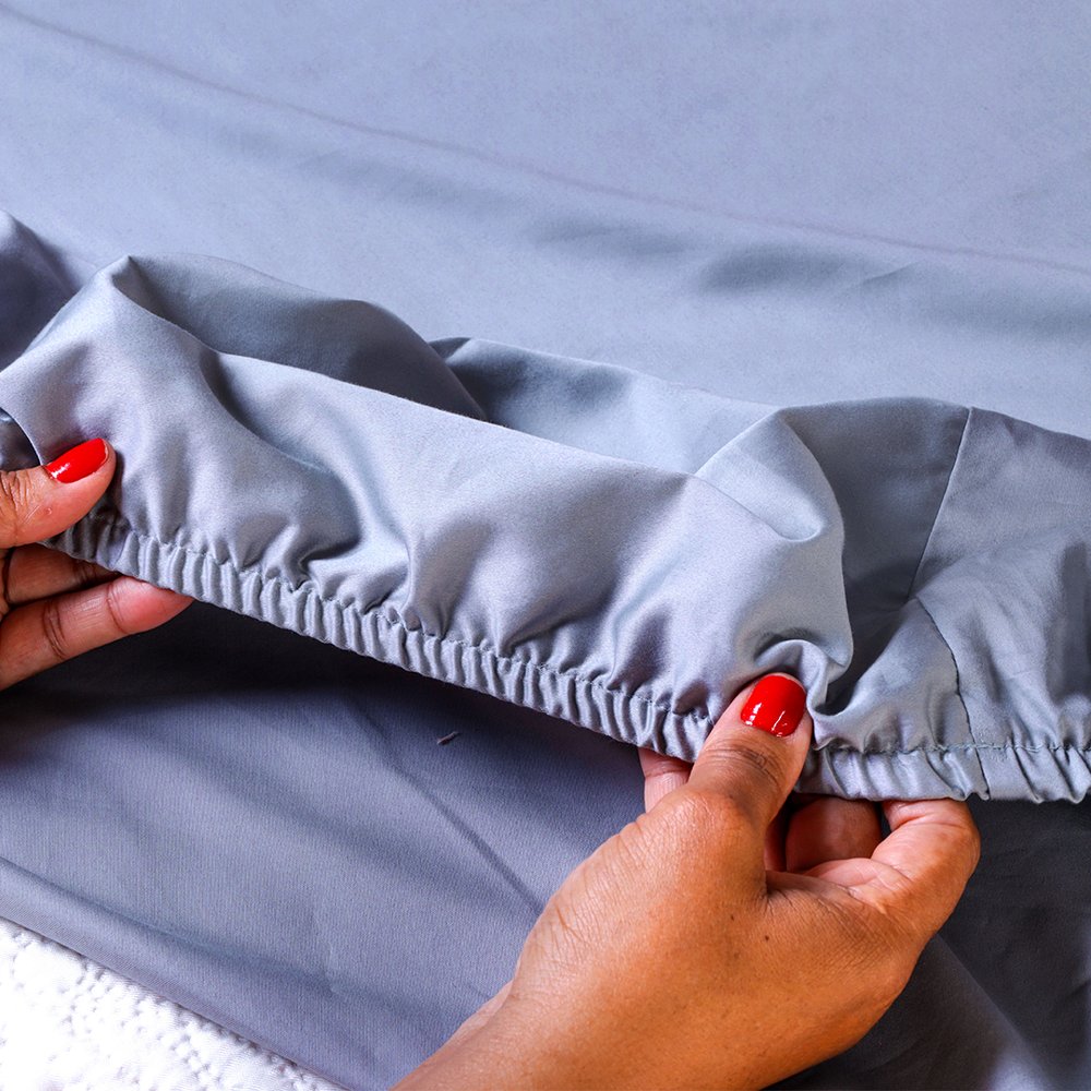 Jogo de Lençol King 100% Algodão 400 Fios 4 Peças Cinza - Premium ( LANÇAMENTO)