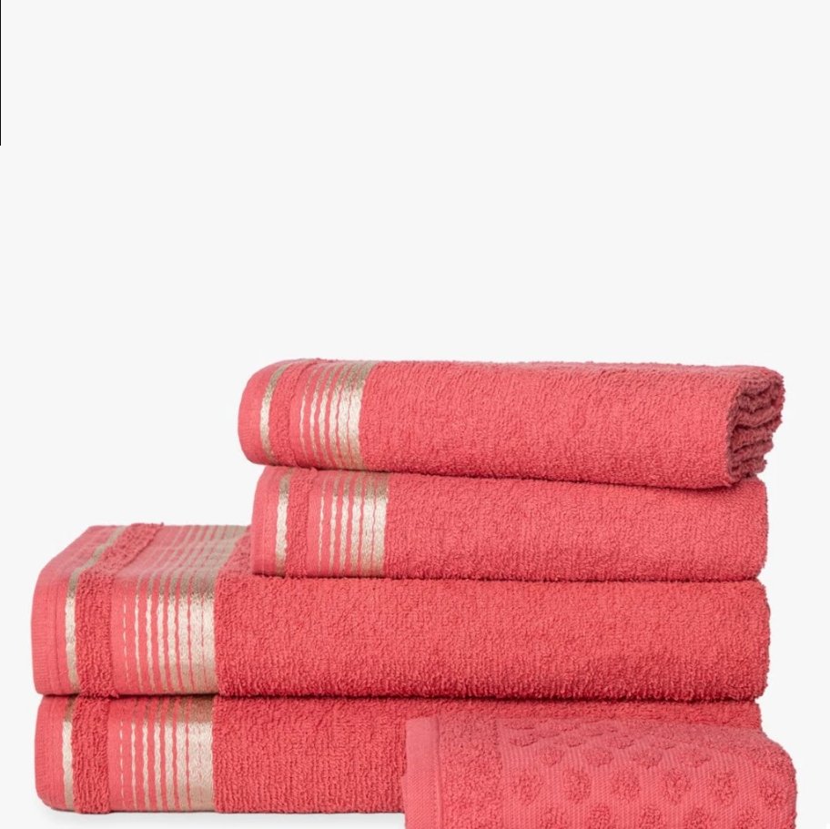 Jogo de Toalhas 5 peças 2 Banho 2 Rosto e 1 Piso 100% Algodão - Quasar