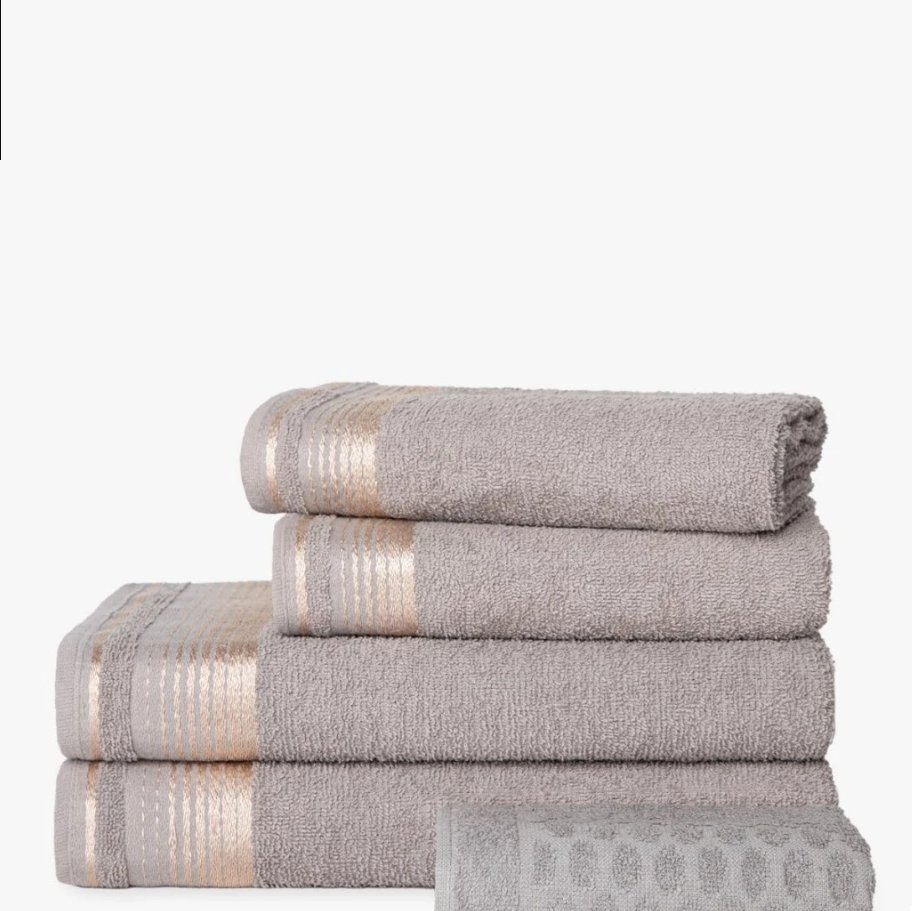 Jogo de Toalhas 5 peças 2 Banho 2 Rosto e 1 Piso 100% Algodão - Quasar