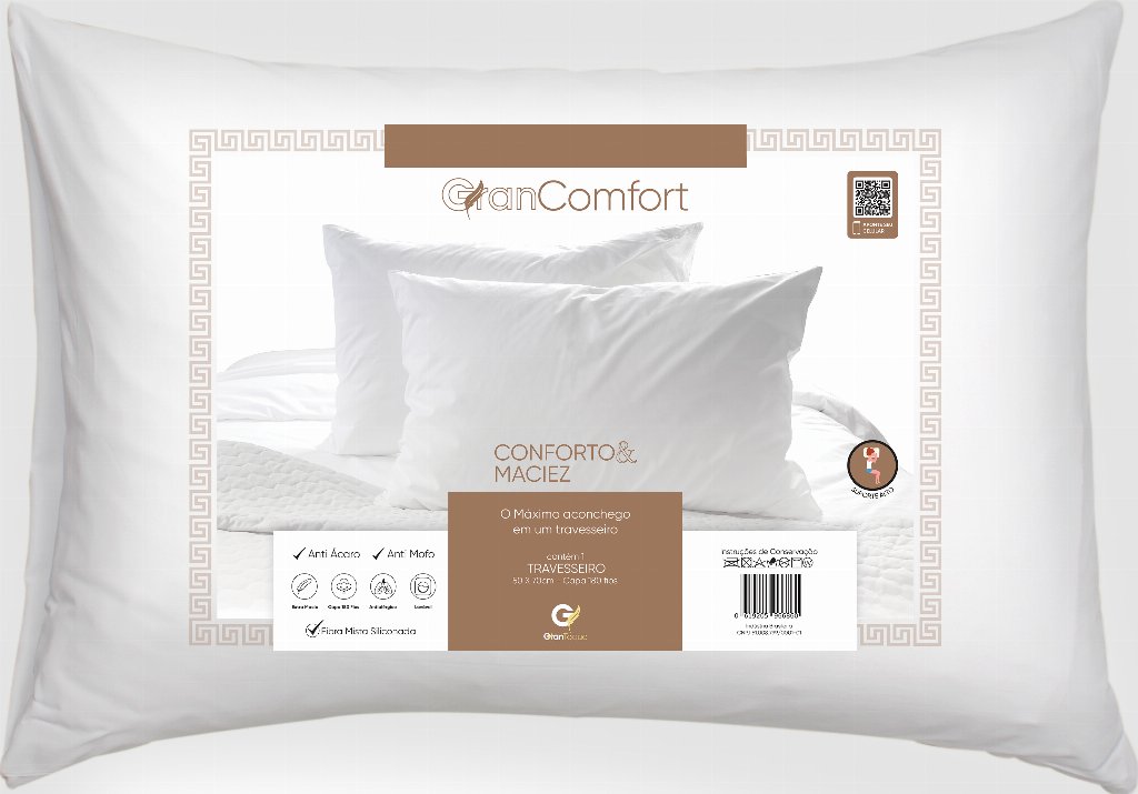 Travesseiro Antialérgico 50 x 70 cm Suporte Alto - Comfort