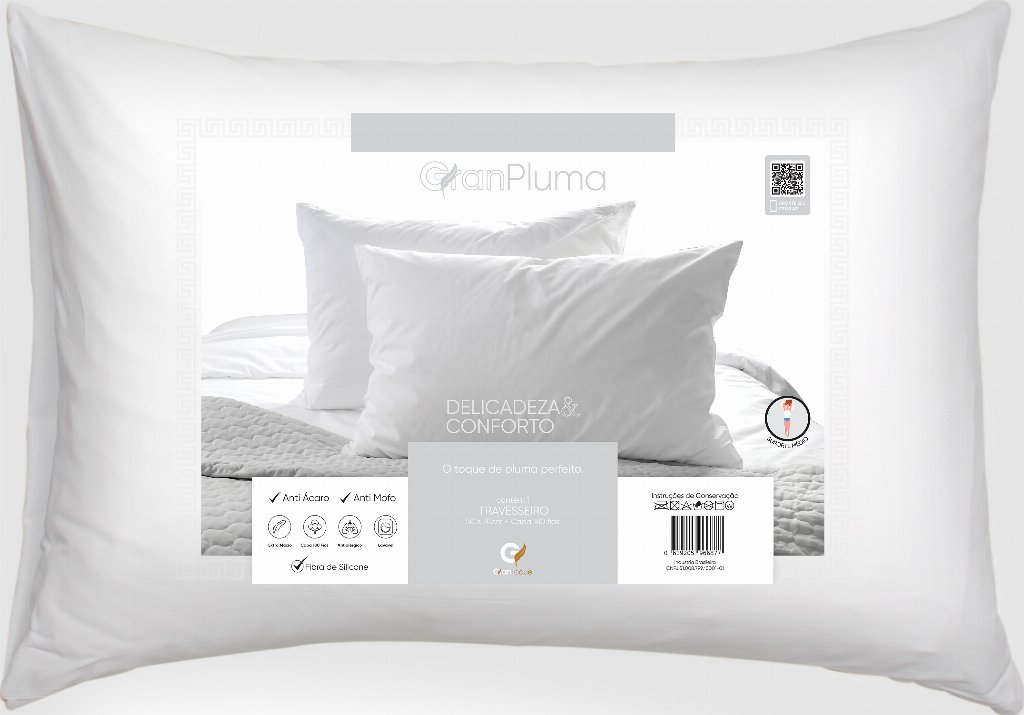 Travesseiro Antialérgico 50 x 70 cm Suporte Médio - Pluma