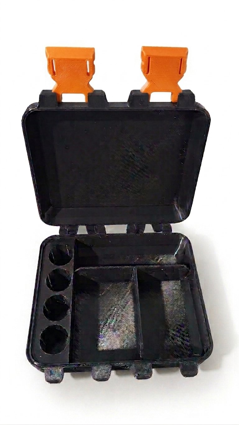 V4 com espaço para 4 bujões 10ml - Detalhes LARANJA